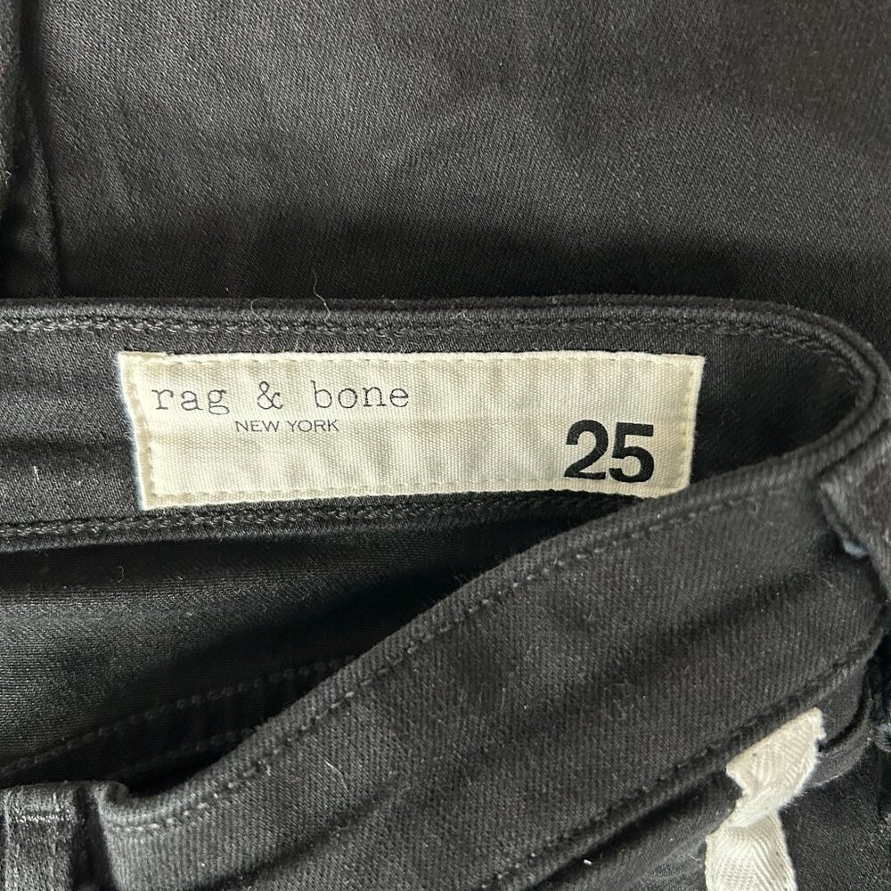 Rag & Bone Cate Mid-Rise Flare Jeans Women's Size 25 Black White Side Stripe - Picture 7 of 12